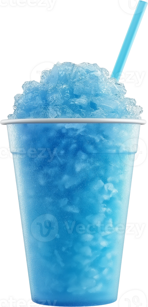 Blue ice cream in a cup with a straw png