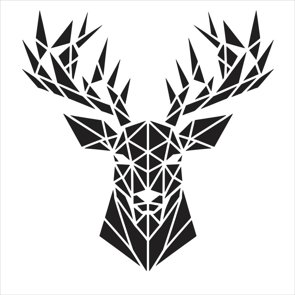 Geometric stag head silhouette illustration vector