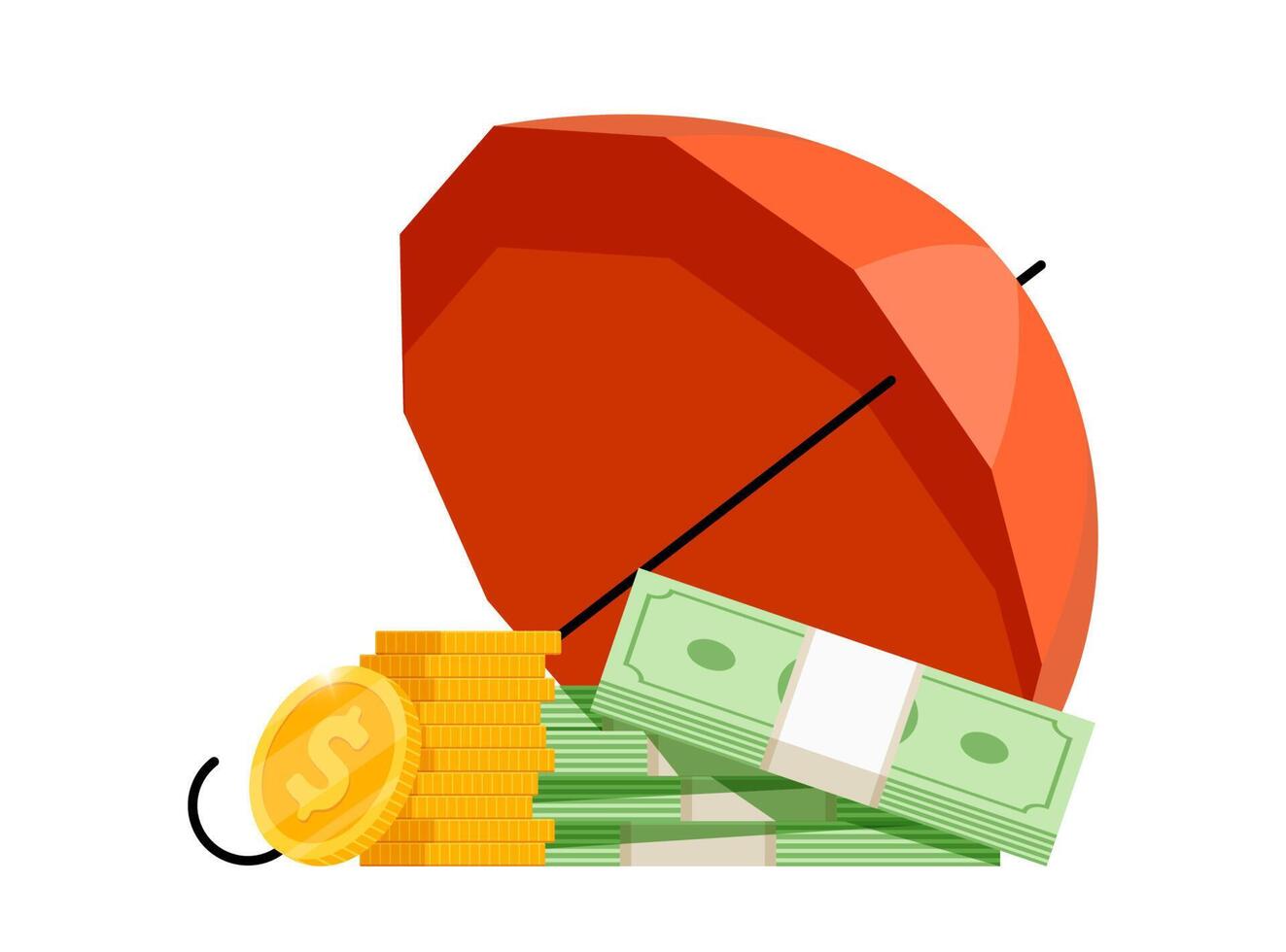 An illustration of a red umbrella and money vector