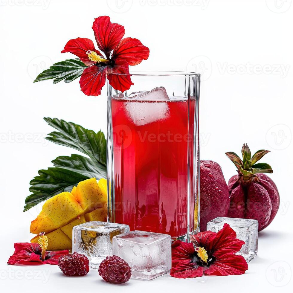 A glass of red drink photo