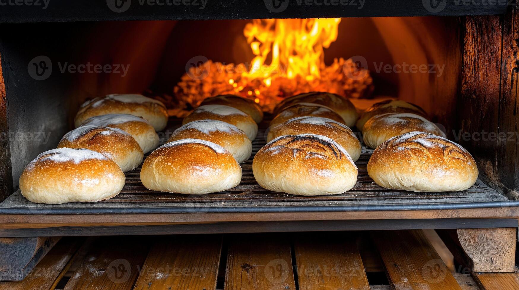 A large oven with many buns in it photo