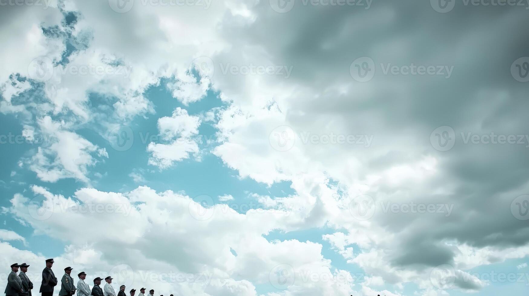 A group of people standing in a line photo