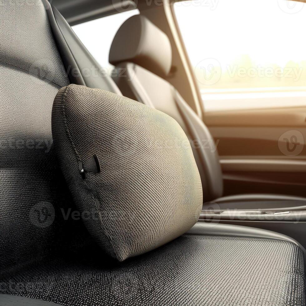 A cushion on the back seat of a car photo