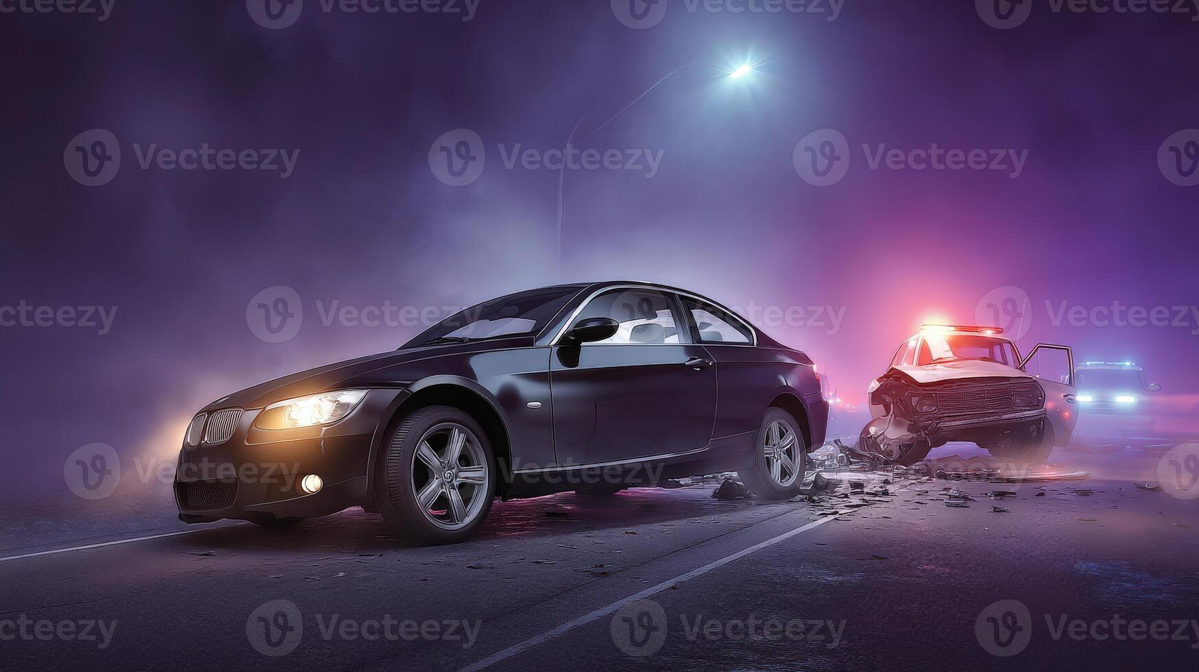 A car is being hit by another car on the road photo