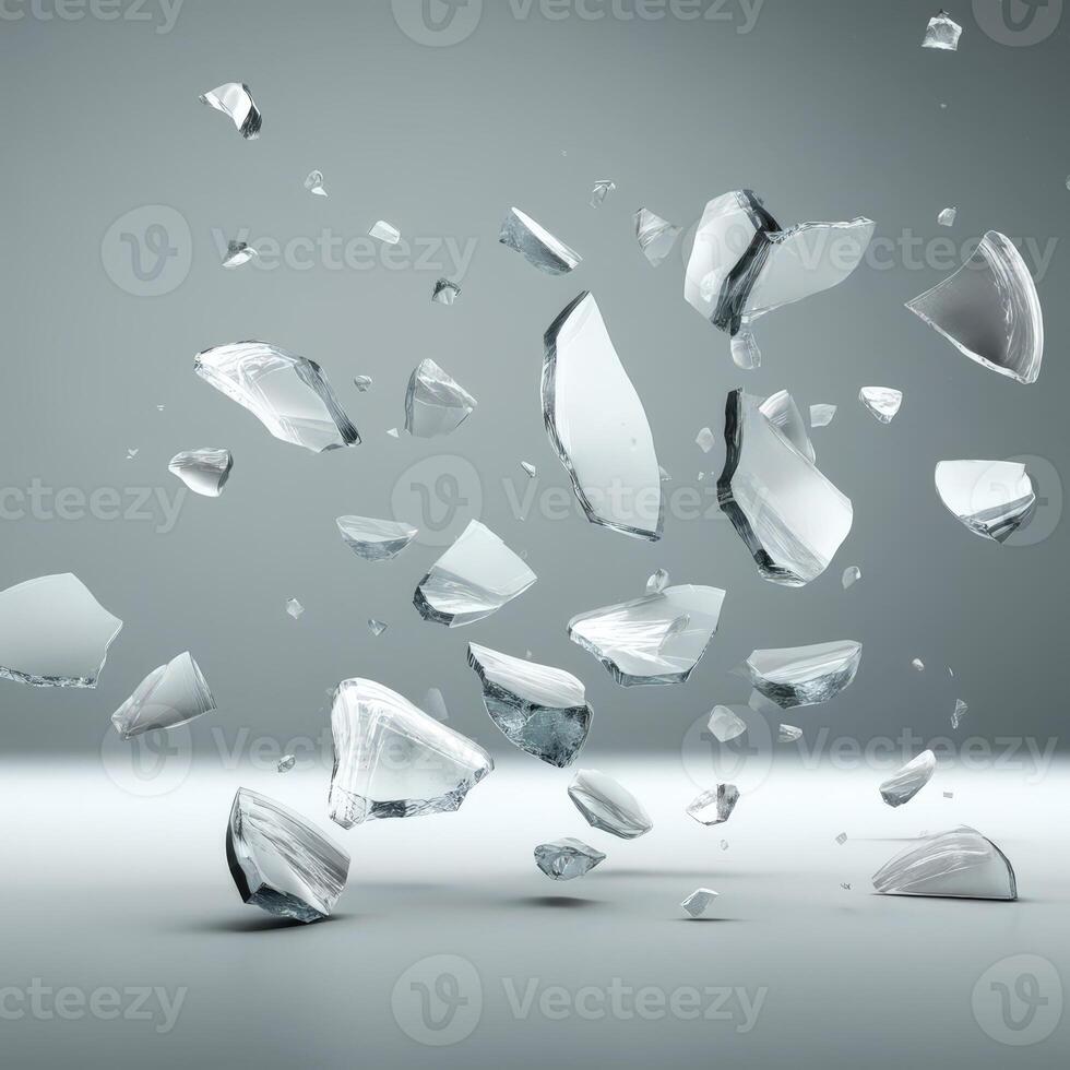Broken glass on a white background photo