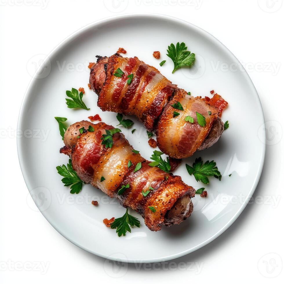 Bacon wrapped in bacon on a plate photo