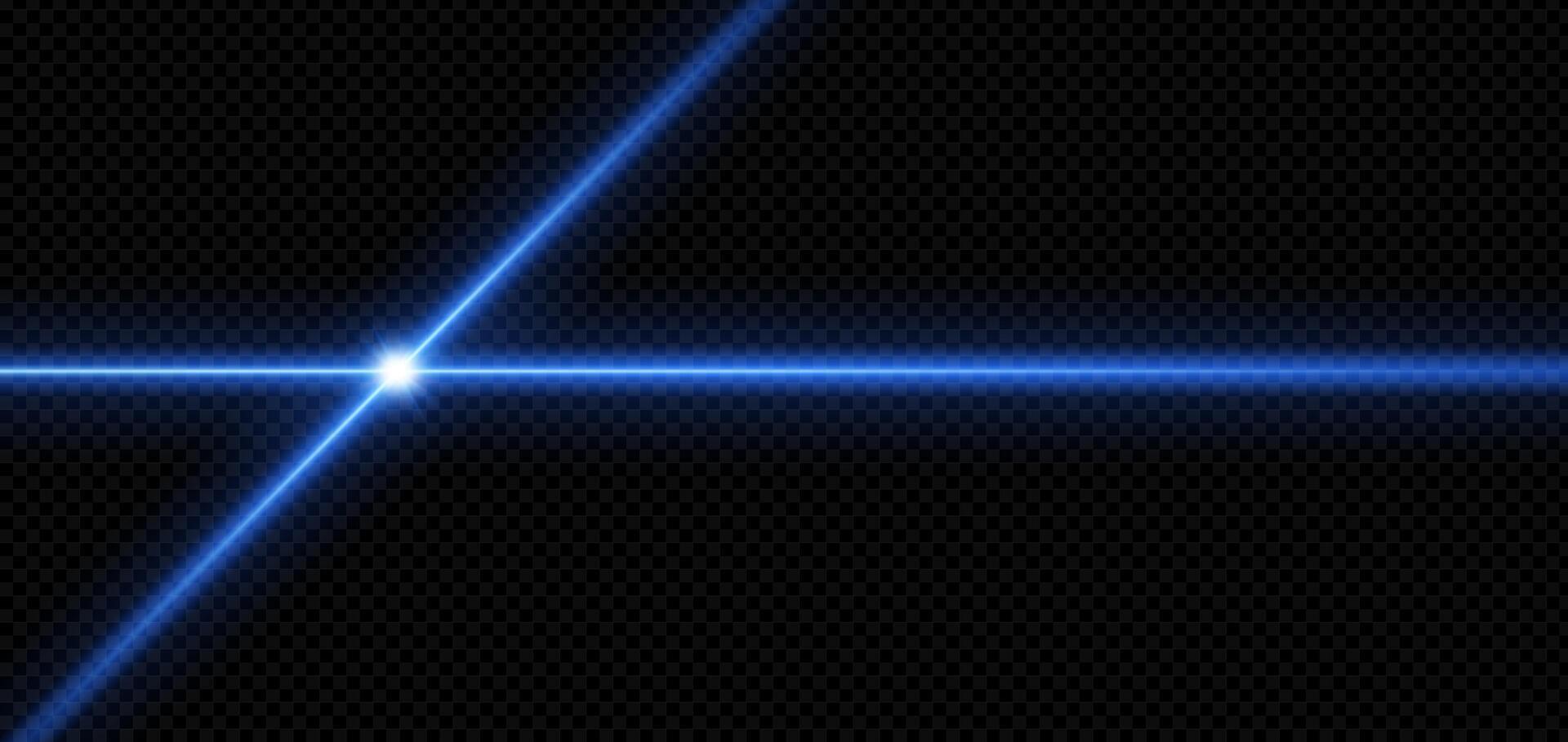 Blue laser beam with neon streaks and glowing effect. Futuristic light ray on dark background. Isolated design featuring security scanner, electricity and high tech science elements. vector