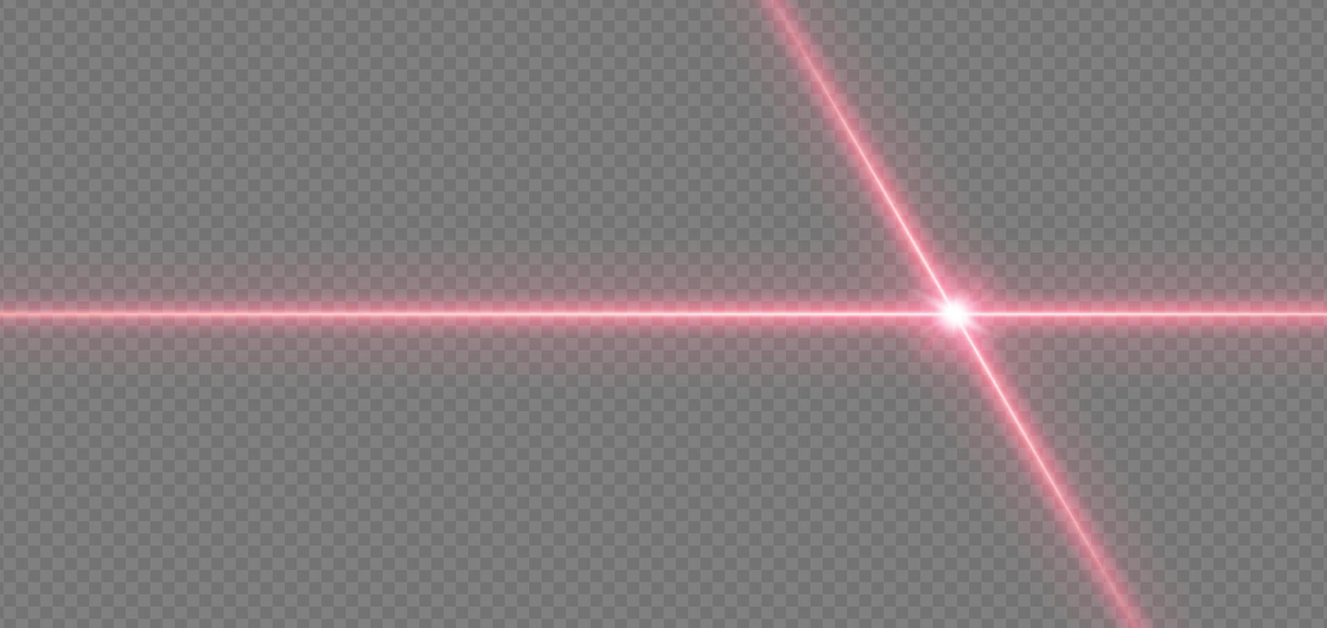 Red laser beams on dark background. Futuristic neon light effects with glow, flare and streak. Abstract for sci fi, concert, scanner or technology themes. Isolated overlay. vector