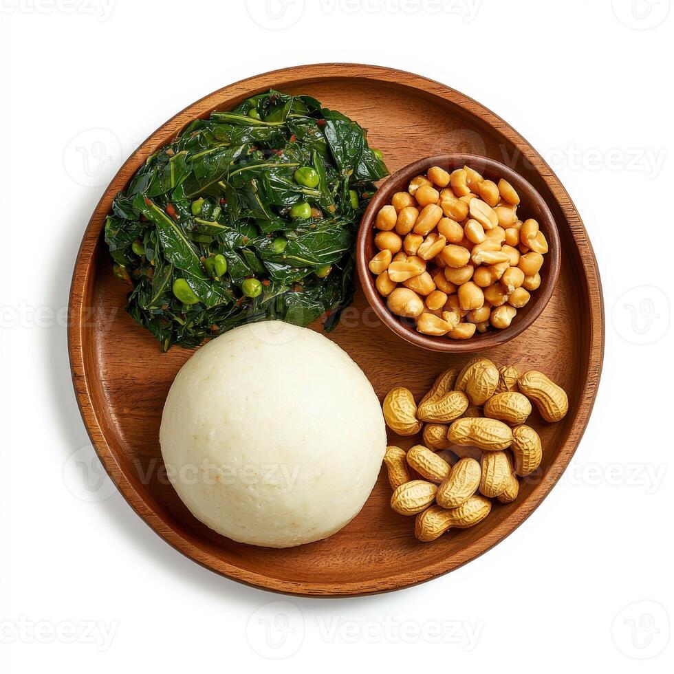 A plate with beans, nuts and spinach photo
