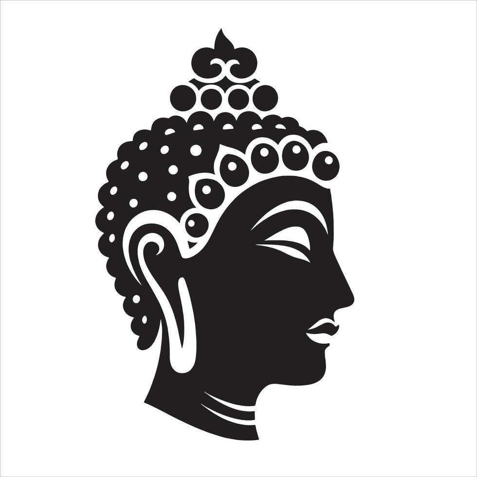 buddha close up face hand drawn vector