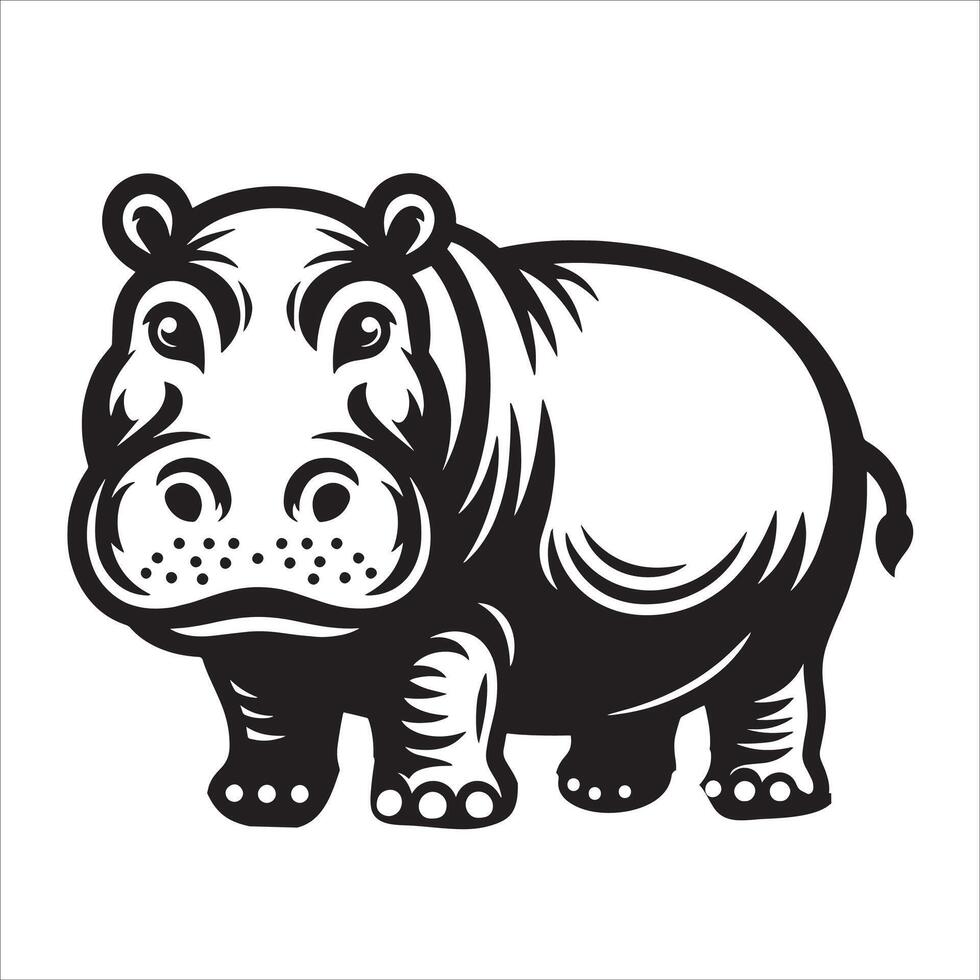Hippopotamus black Silhouette Design vector
