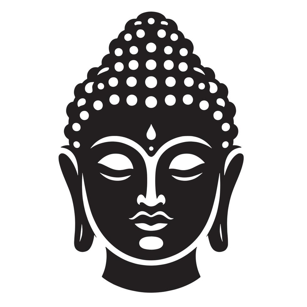 Serene Buddha Head Silhouette Illustration for Spiritual vector