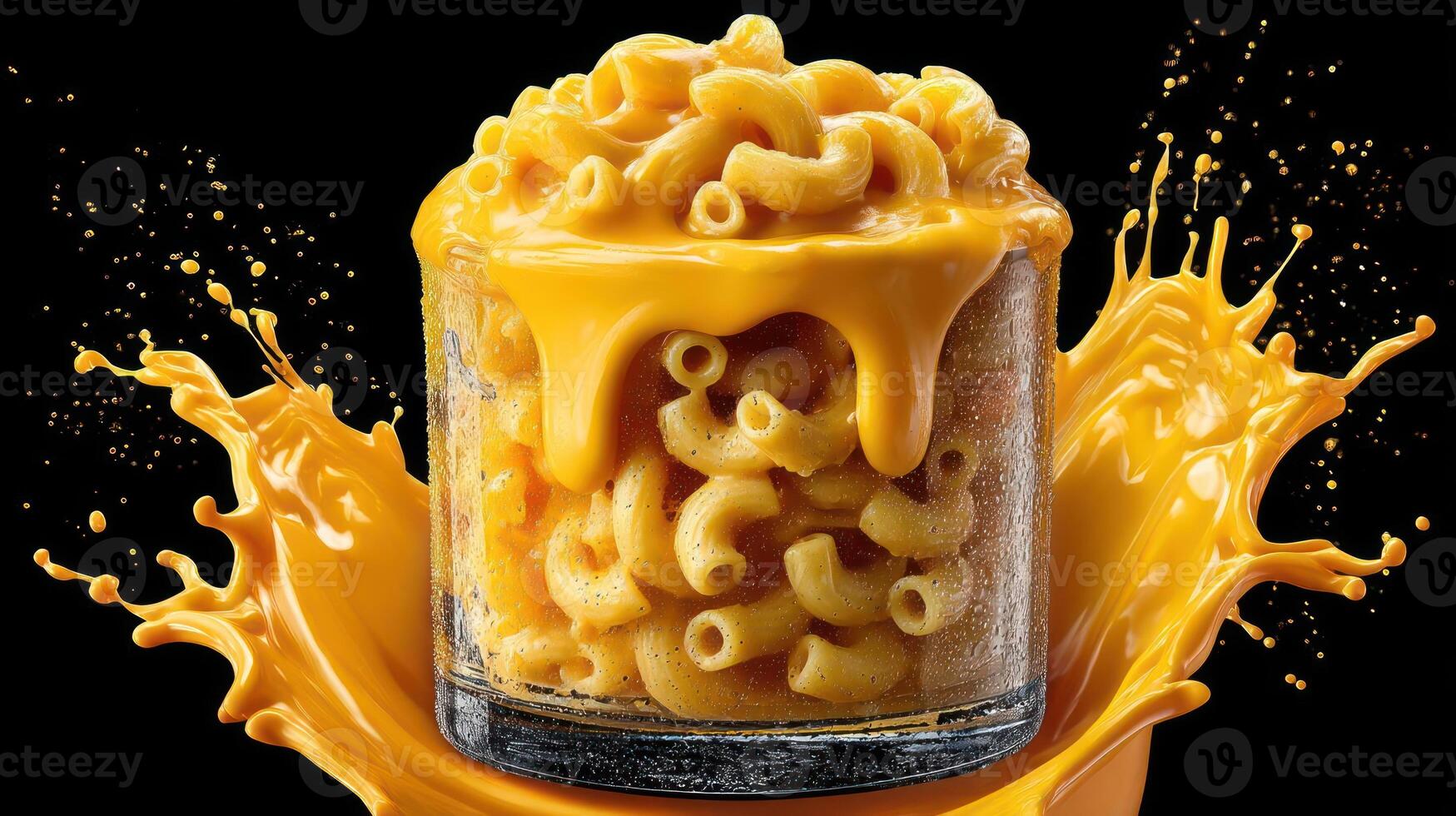 Mac and cheese with a dramatic, splashy presentation. photo