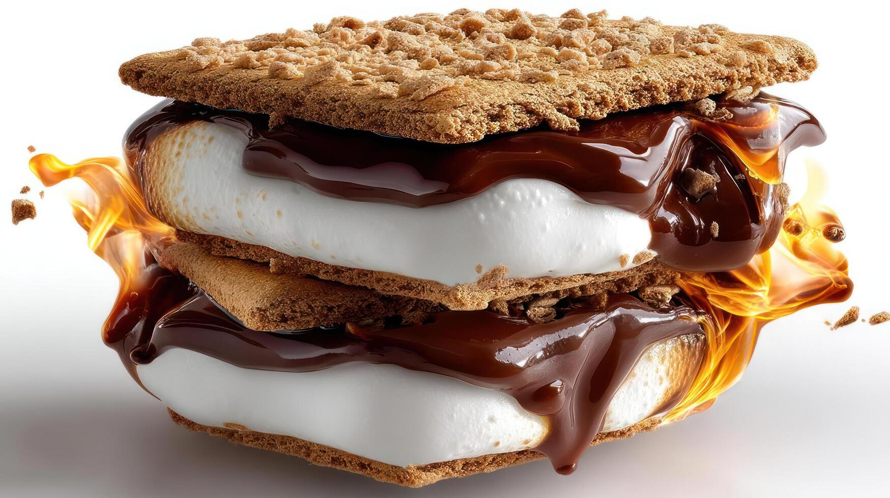 Delicious s'more with melted marshmallow and chocolate. photo
