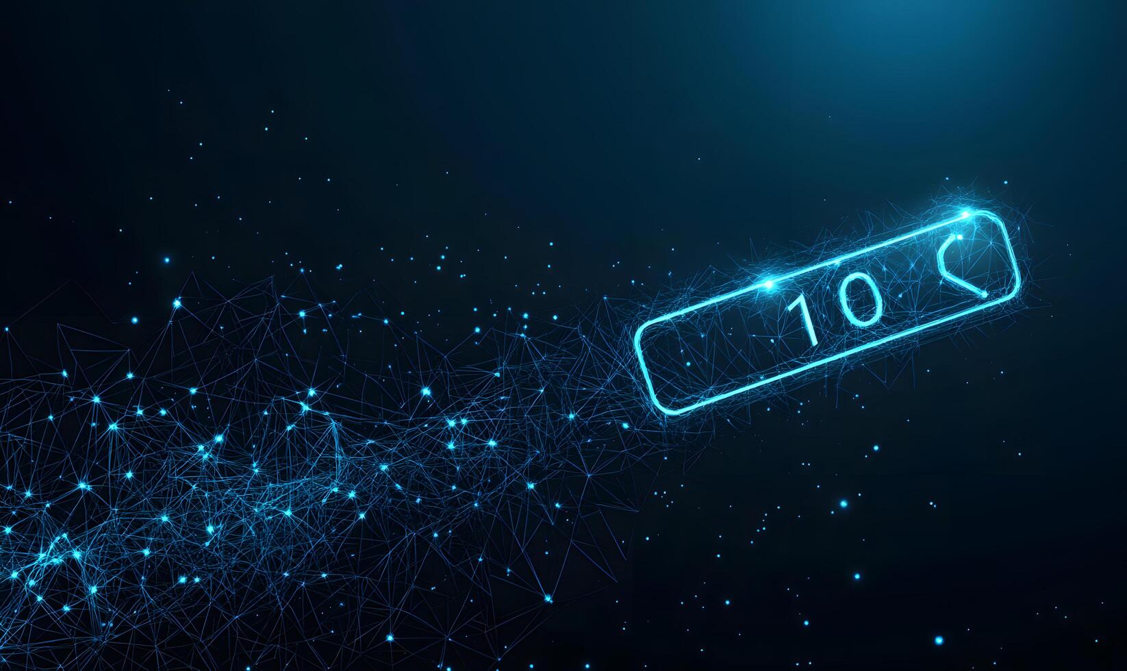 Futuristic Counter Icon with Network Connections Digital Ten Concept Glowing in Dark Blue photo