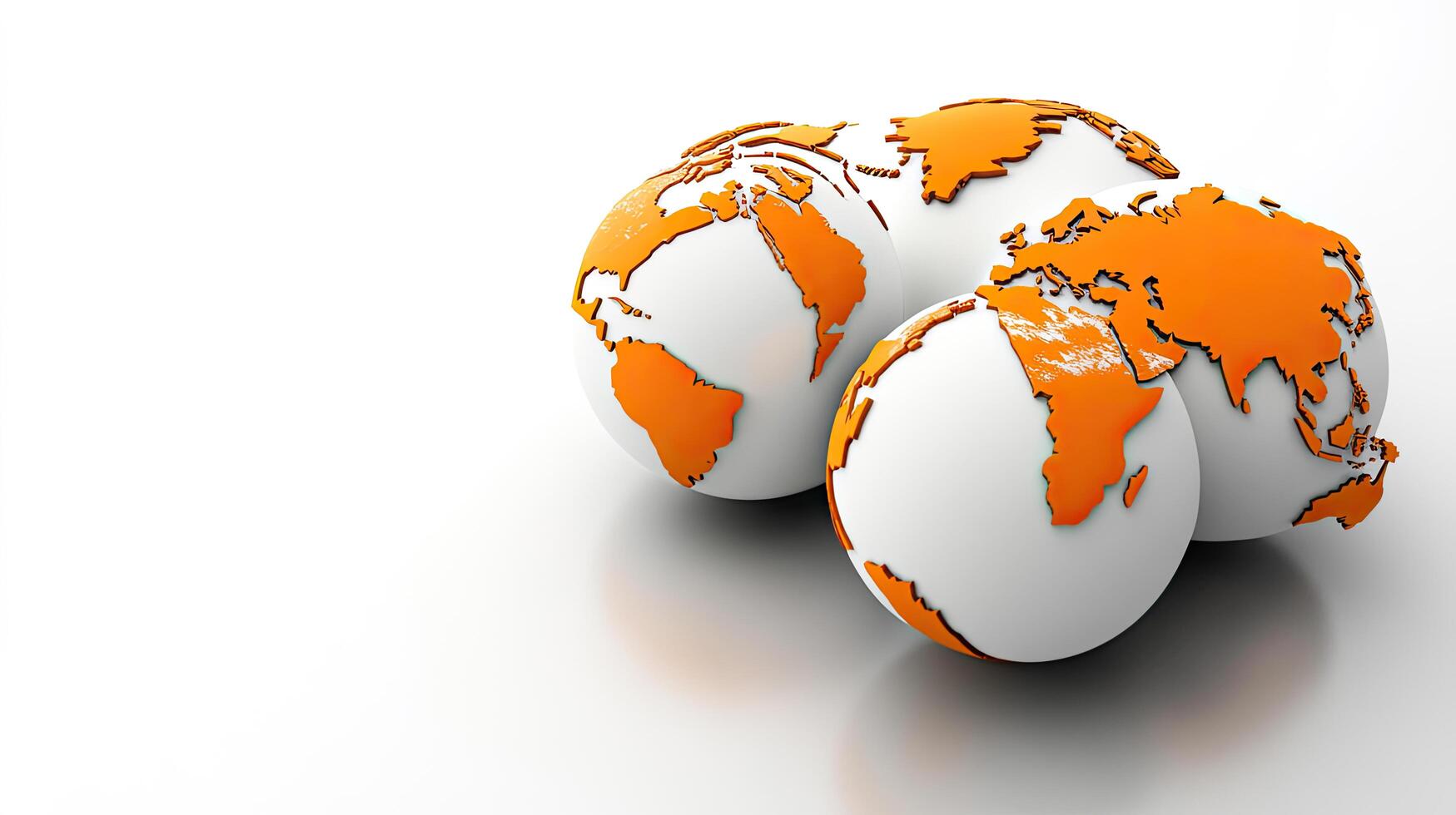 Global Network Connected World, International Communication and Business Concept Featuring Orange Continents on White Earth Globes. photo