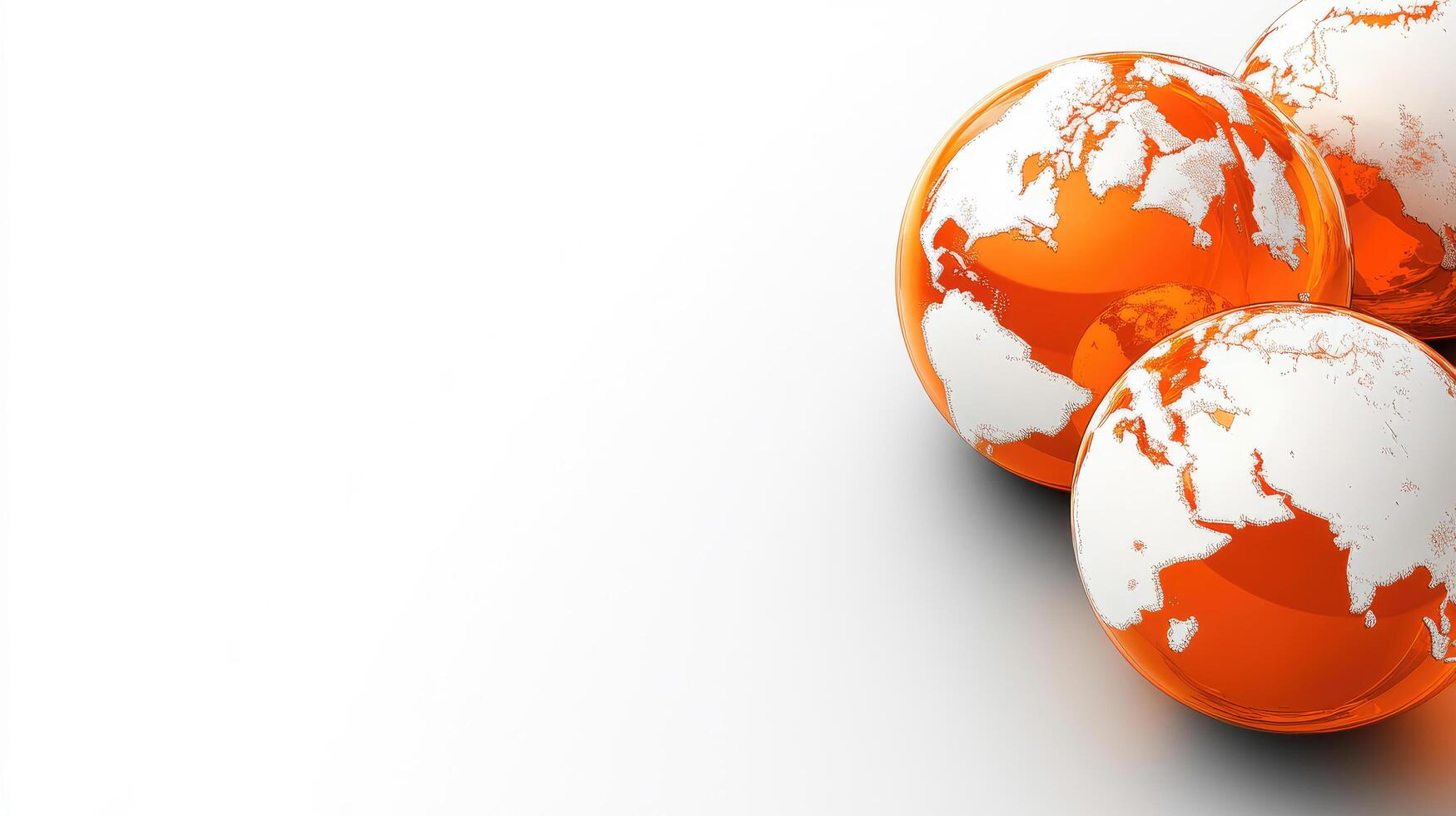 Global Network Orange Earth Globes Connected for Worldwide Business, International Communication, and Tech Development. photo