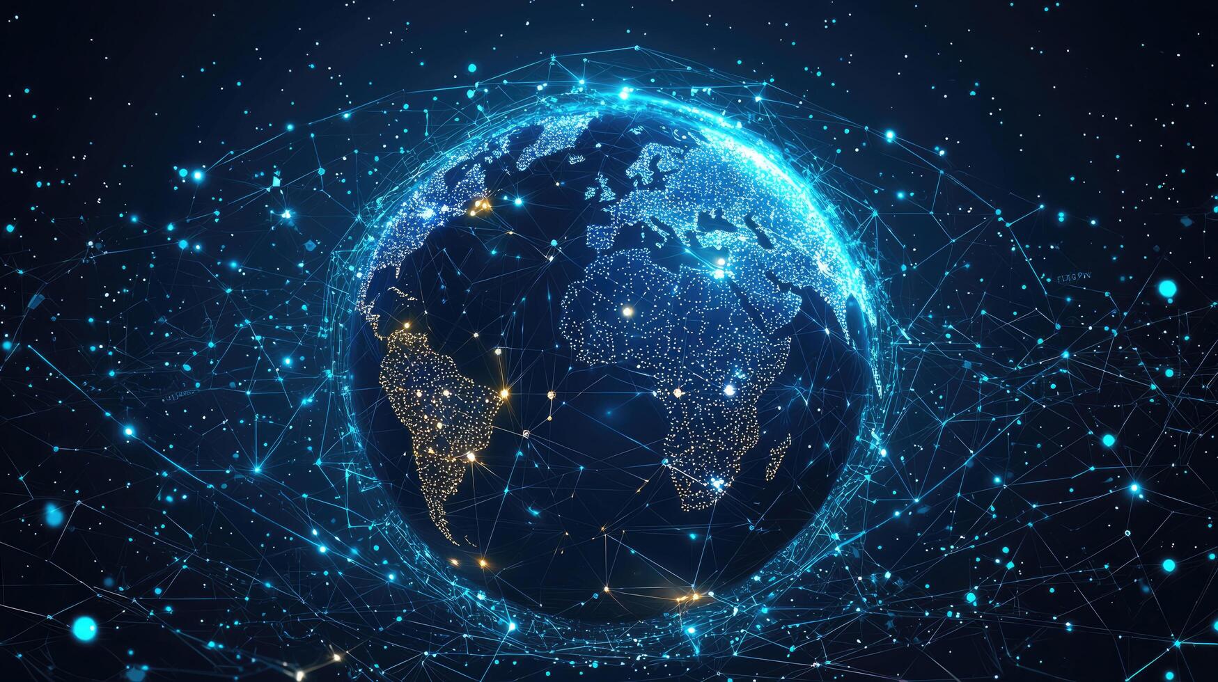 Global Network Technology Connecting World, Digital Communication, Data Transmission, Earth, Globe, Futuristic Design photo