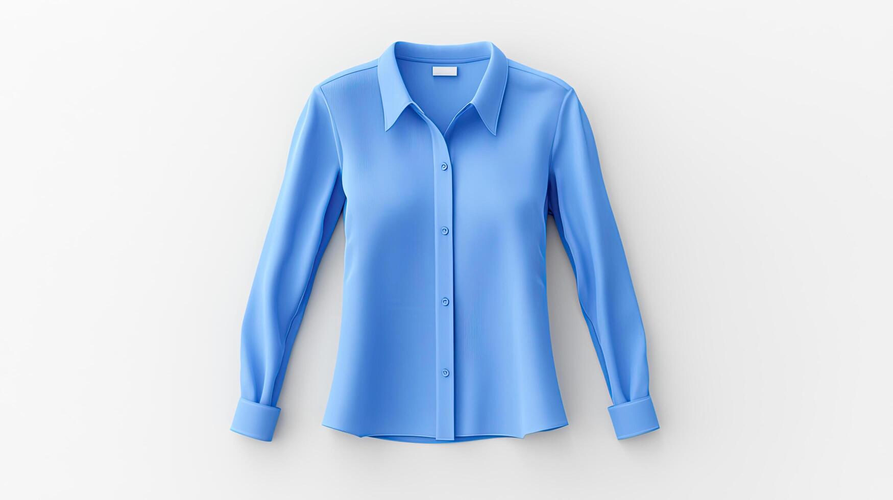 Light Blue Long Sleeve ButtonDown Shirt Isolated on White Background for Fashion and Clothing Mockups photo