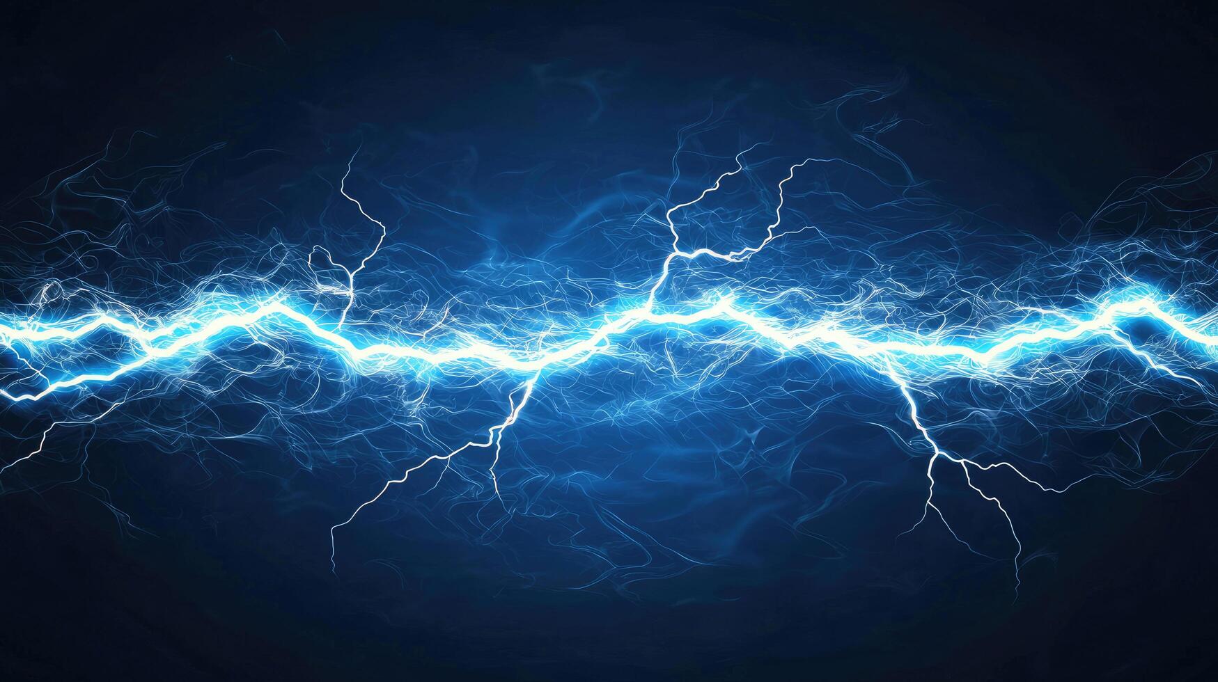 Powerful Blue Lightning Strike Background Design, Electric Discharge Energy, Plasma Thunderbolt, Abstract Bolt Electricity photo