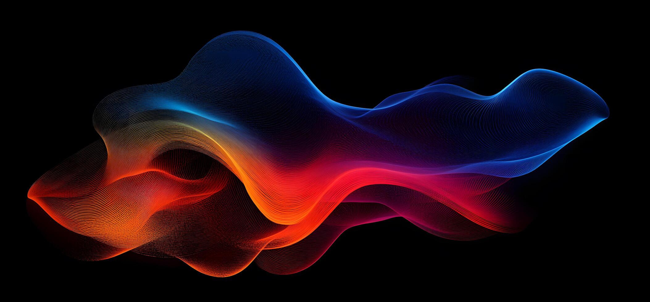 Abstract colorful wave pattern undulates against a deep black backdrop creating smooth, flowing energy photo