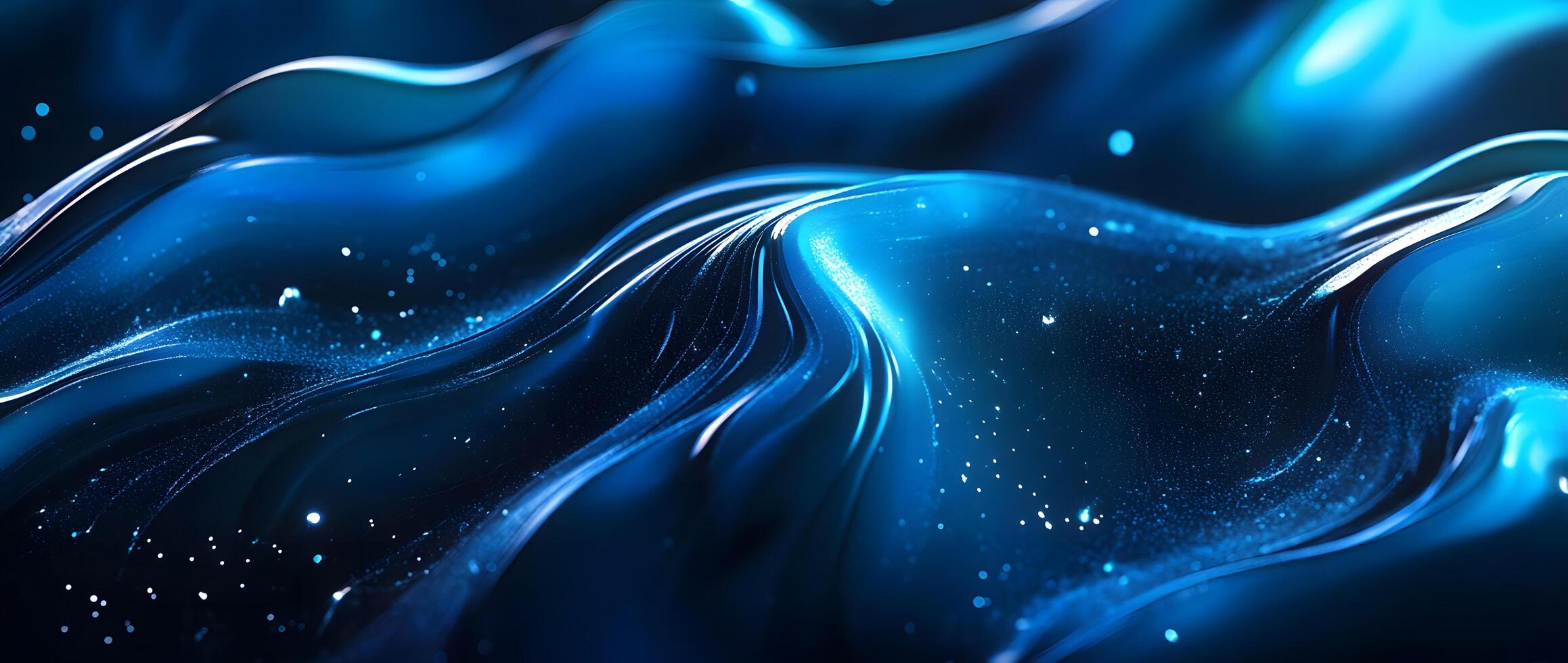 Abstract flowing blue waves evoke a sense of depth and movement in the composition photo