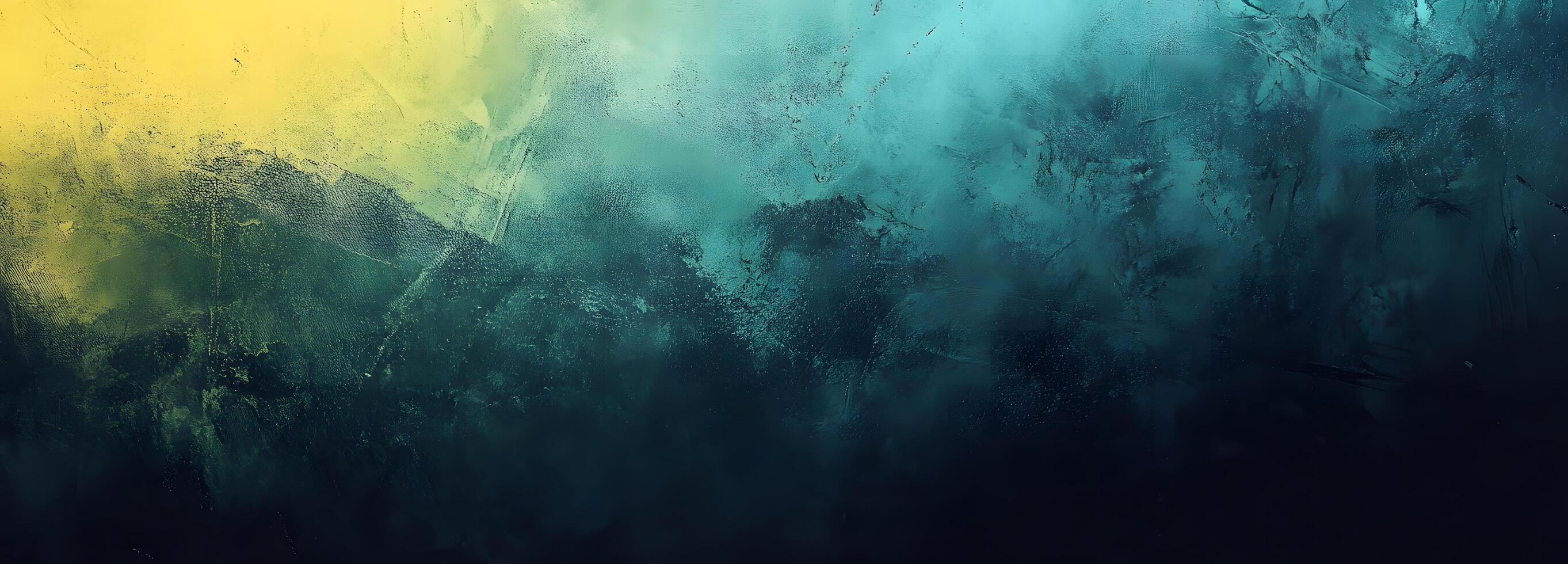 Abstract grunge background shows a blend of yellow and teal hues darkening towards the bottom photo