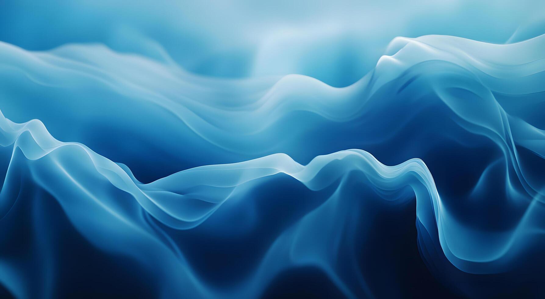 Abstract soft blue waves beautifully flow through depths of a deep ocean water photo