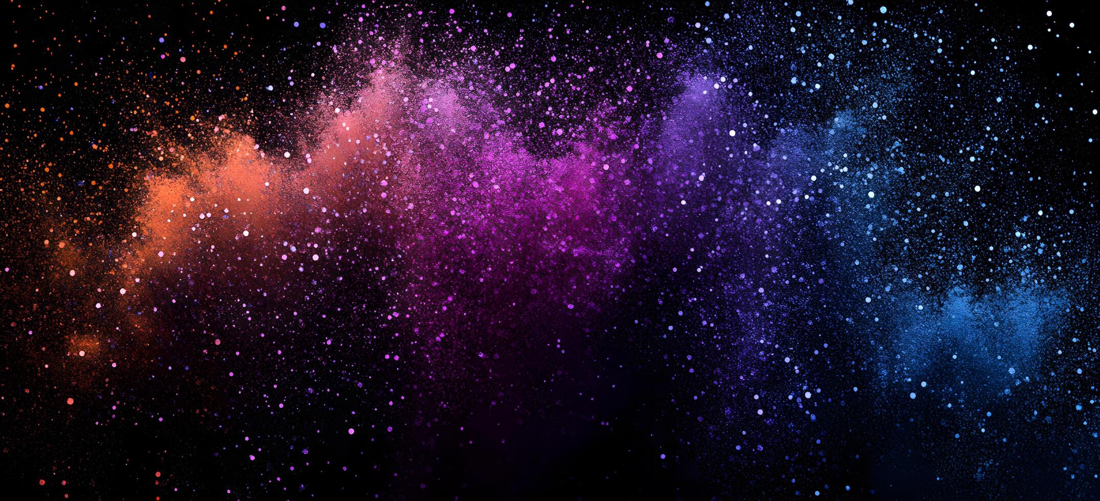 An explosion of colorful powder sprays across the dark background like a sparkling, vibrant nebula photo