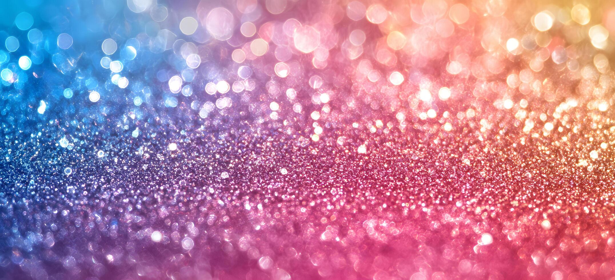Blurred shimmering gradient displays an array of luminous colors, spanning from blue, purple, pink, and gold photo