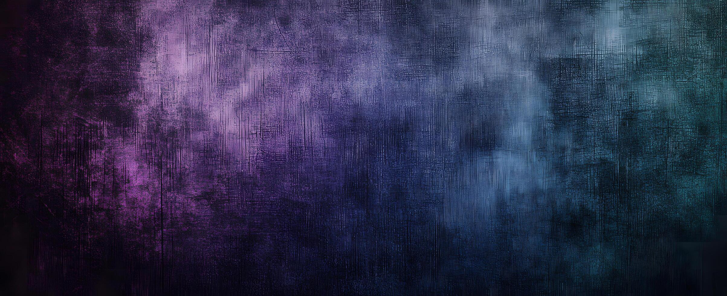 Grunge purple texture transitions into deep blue and teal with a crackled wood grain photo