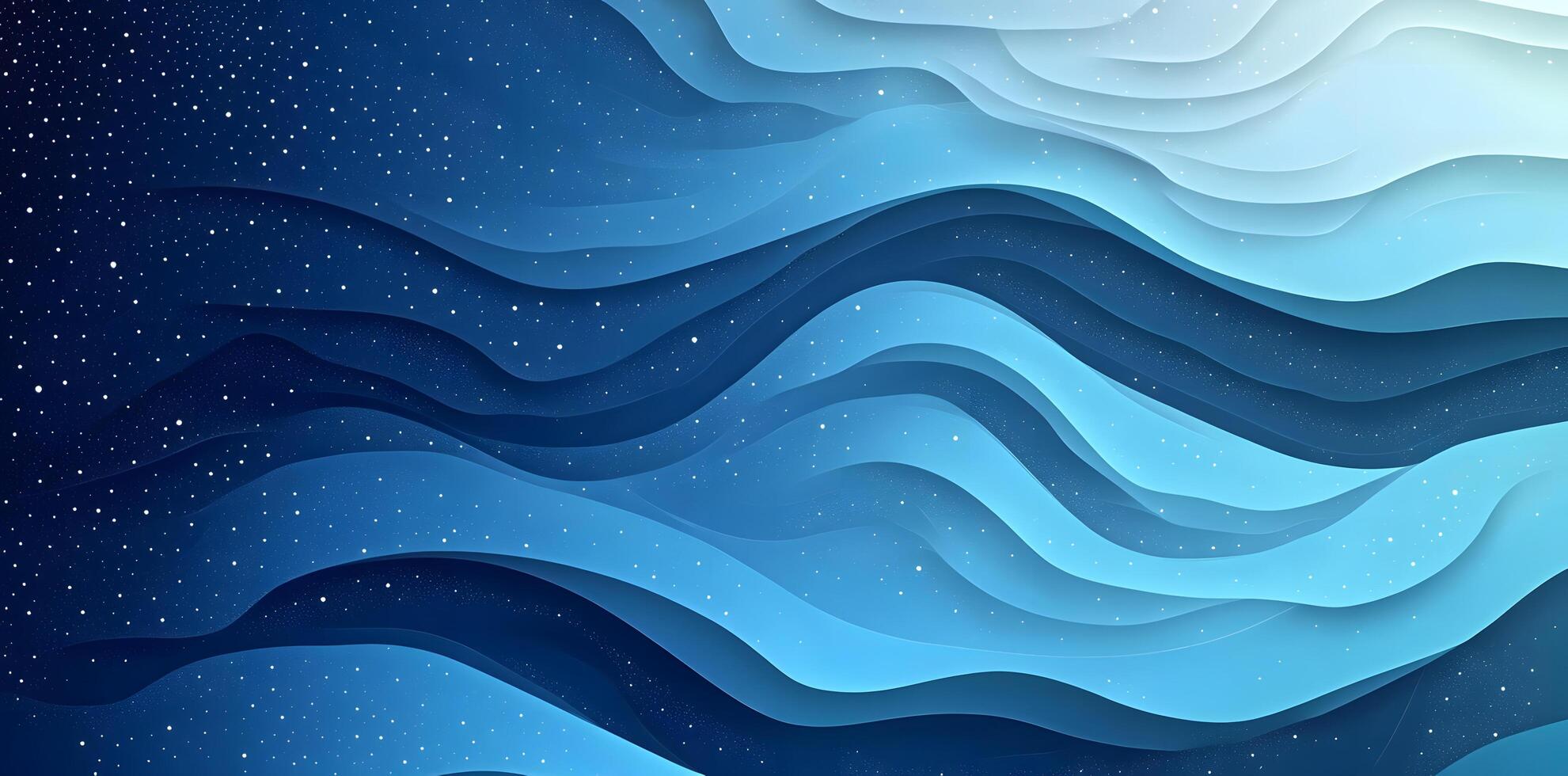 Layered blue waves gently unfold under a scattered constellation, creating a tranquil, celestial depth photo