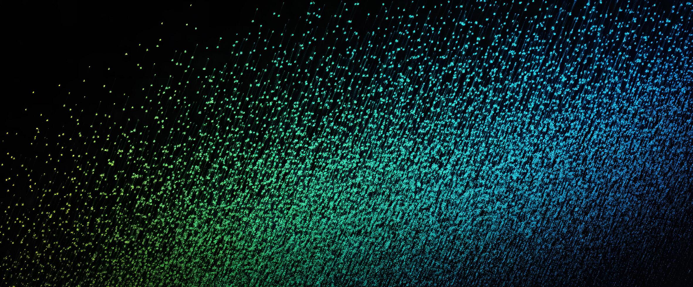 Many vibrant dots ascend against black, blending from blue to green in mesmerizing gradient photo