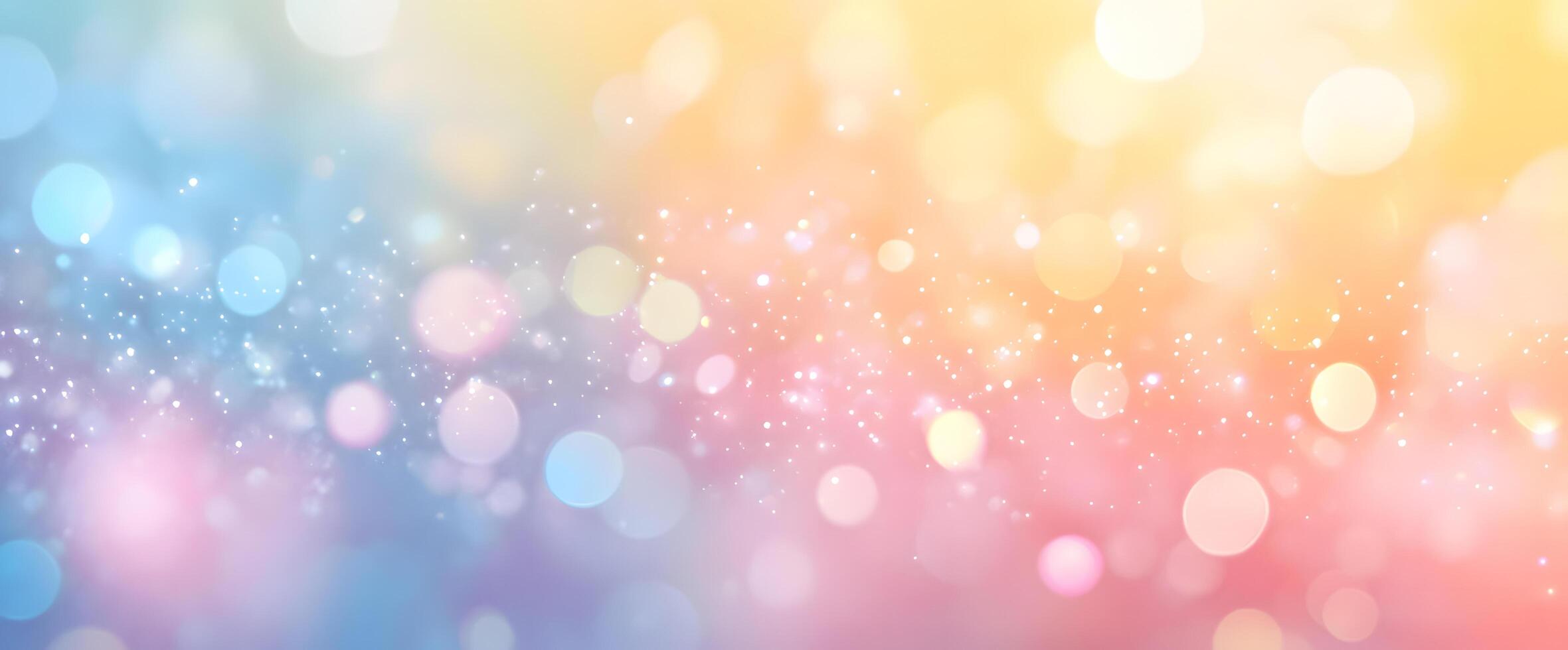 Multicolored bokeh lights gently shimmer and glow with tiny sparkles in a dreamy pastel background photo