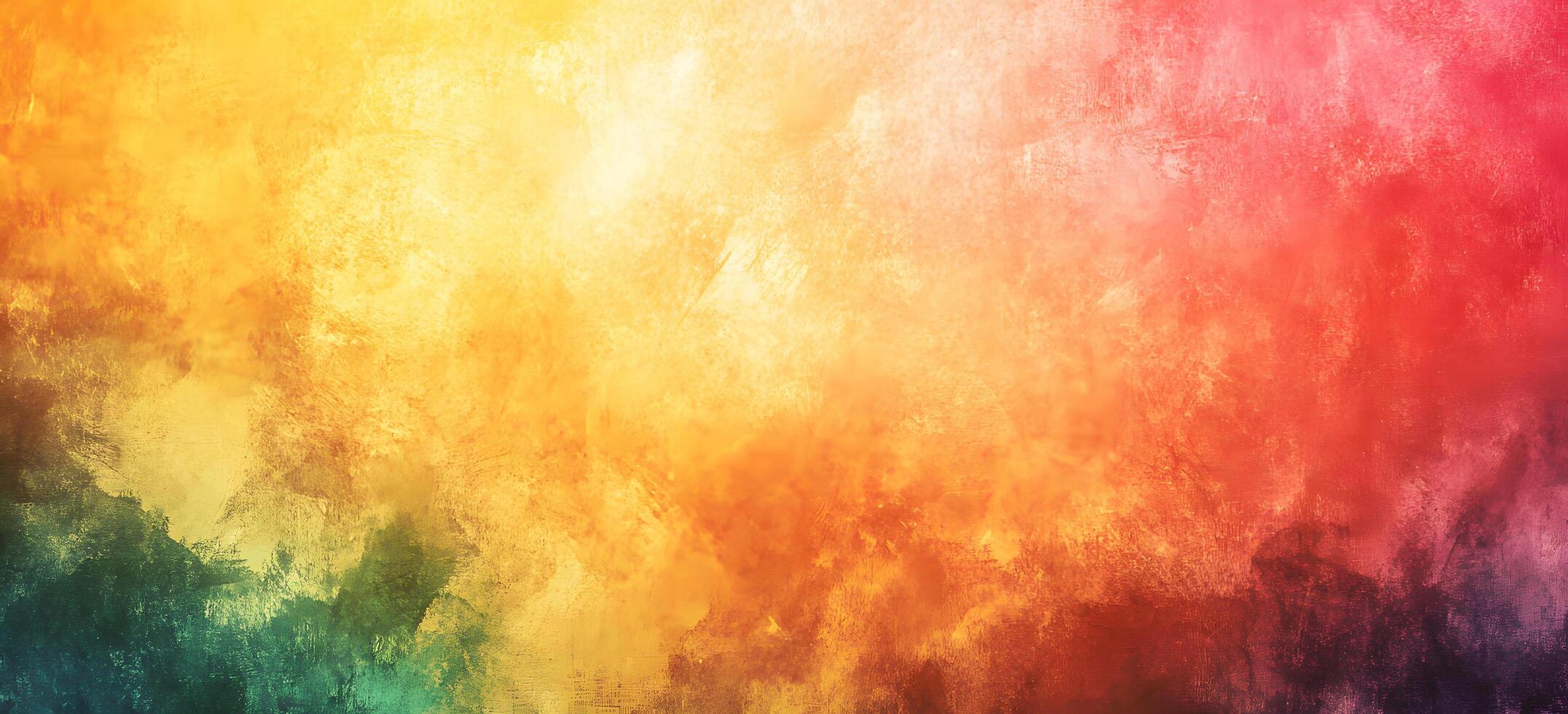 Painted canvas displays a vibrant blend of colors from red to green hues photo