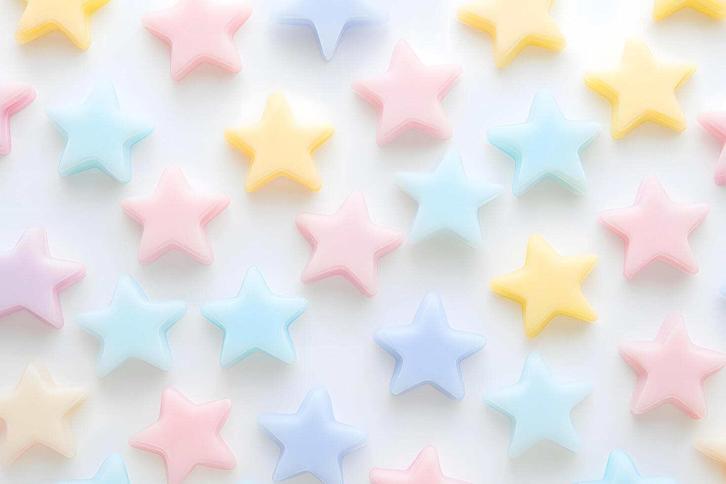 Pastel stars of pink, blue, and yellow create an aesthetic background on white photo