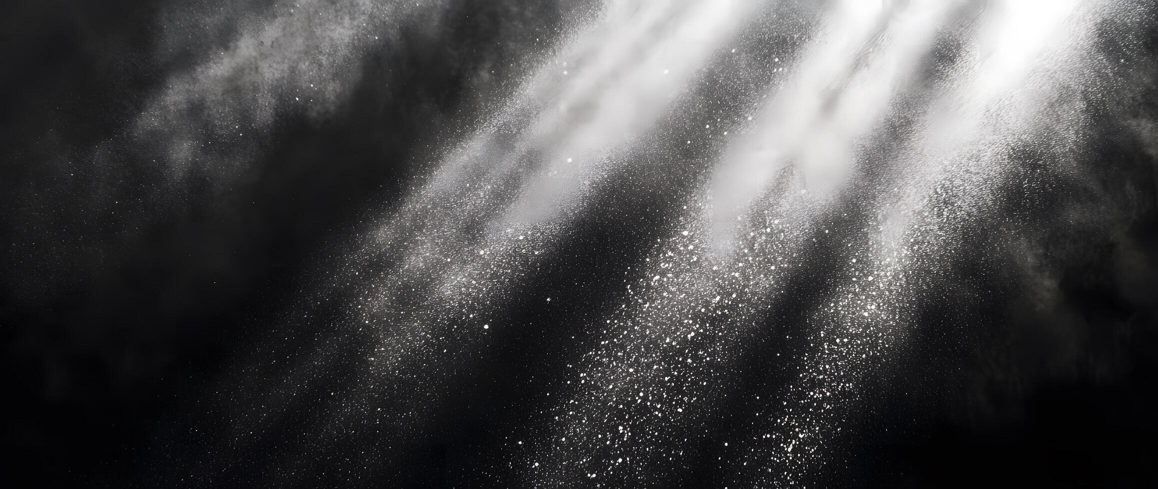 Radiant white dust streams are illuminating the dark background in a magical display photo