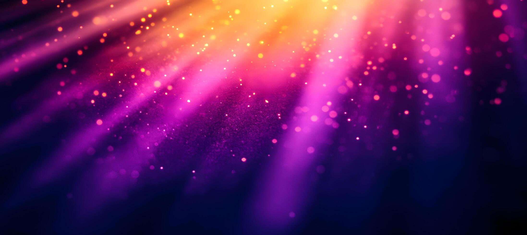 Radiating light streaks illuminate the backdrop with a blend of purple and gold hues photo