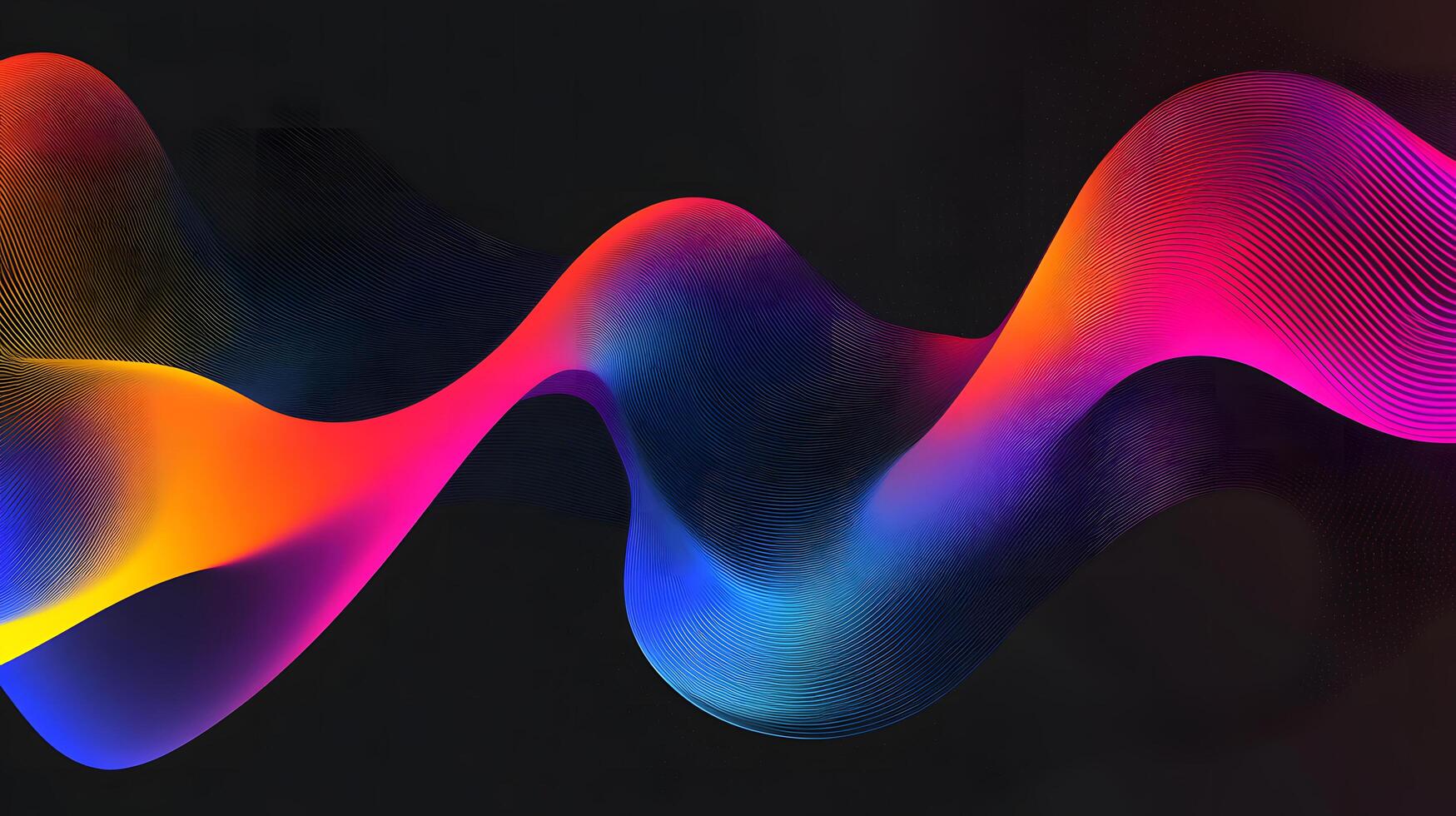 Ribbonlike colorful lines flow and undulate against a dark backdrop creating a melody photo