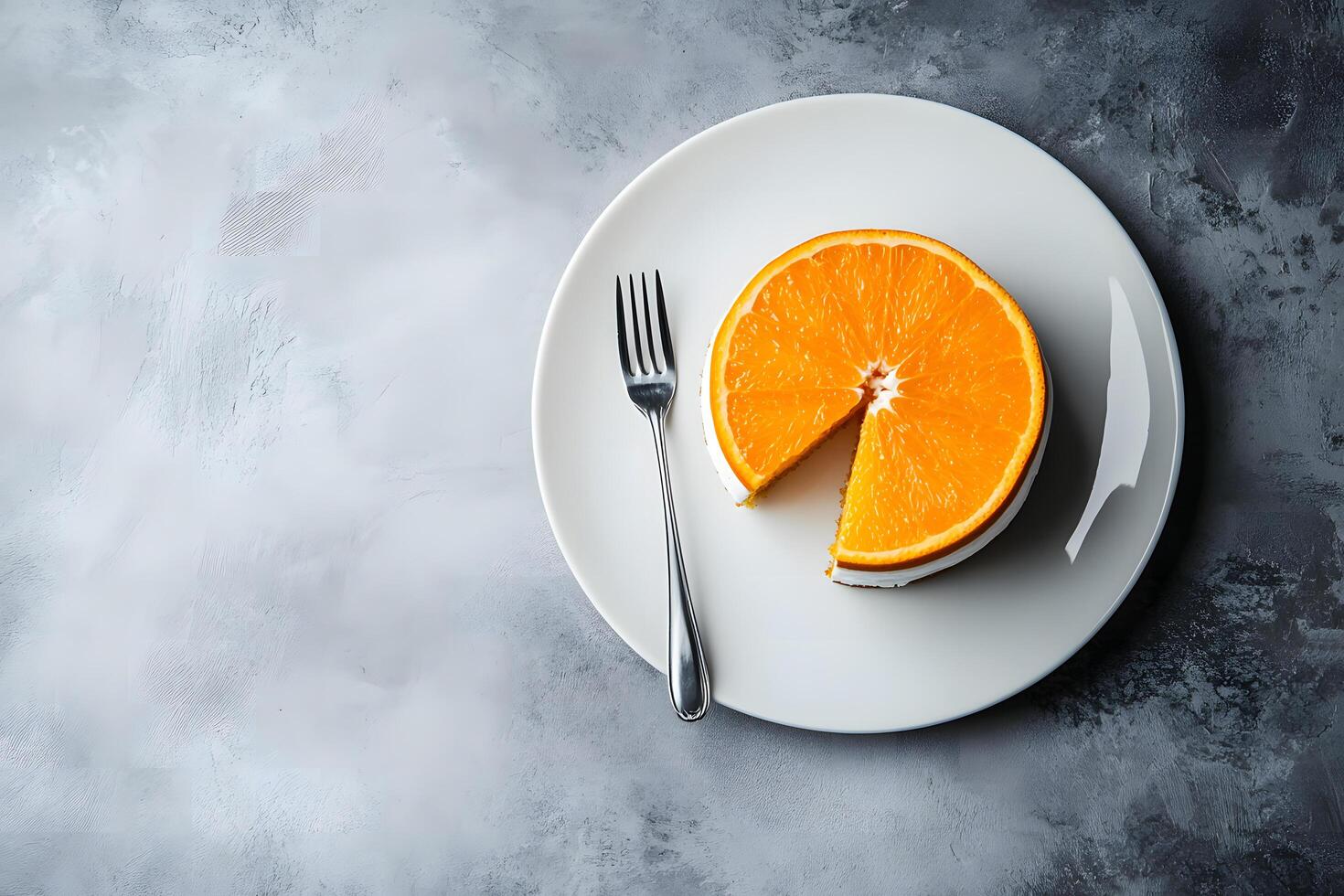 Sliced orange fruit displays vibrant color on a white plate, along with a fork photo