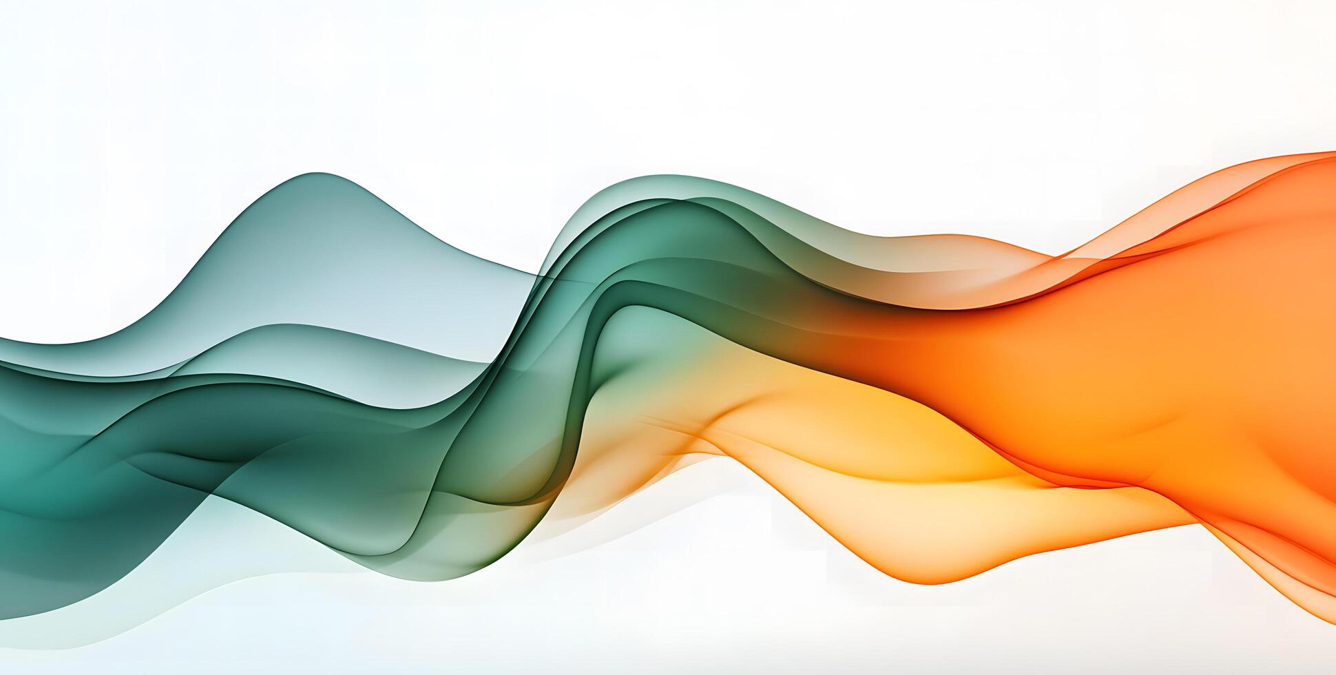 Smooth, wavy light movement reveals an impressive color gradient from teal to orange photo