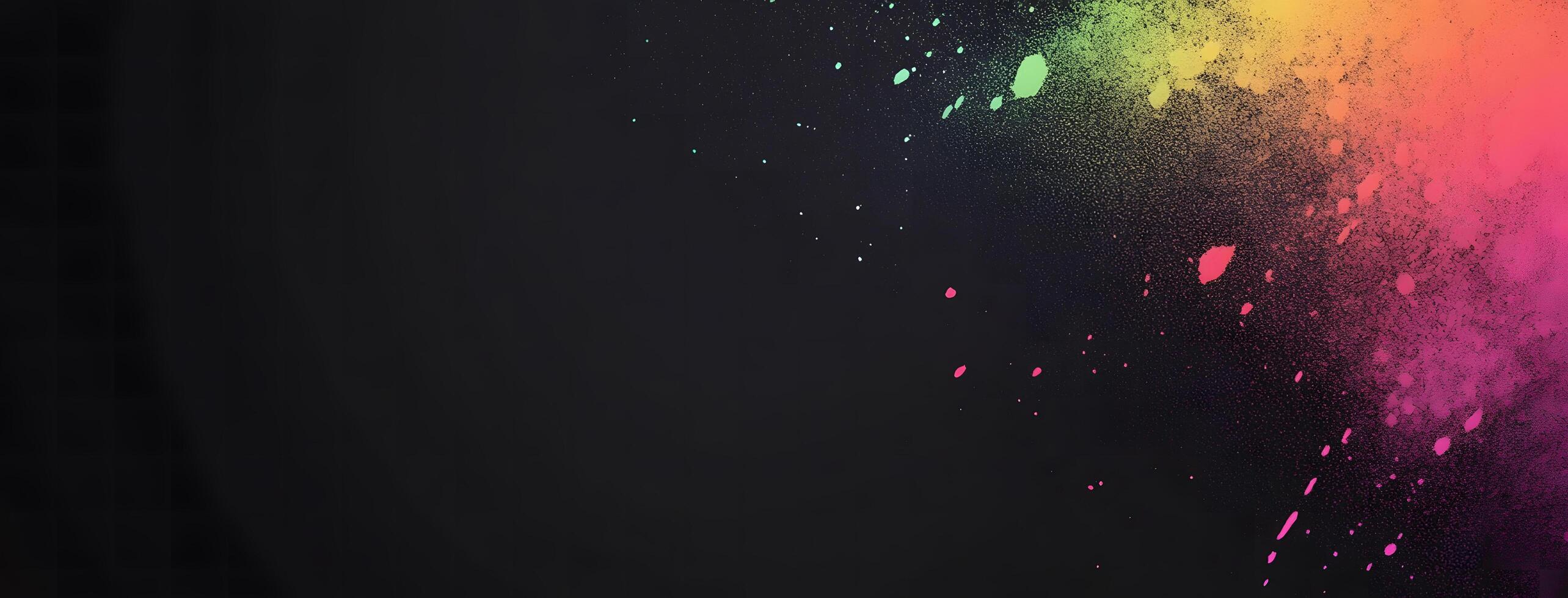 Splashes of vivid, vibrant color explode across the deep black canvas, creating a dynamic effect photo