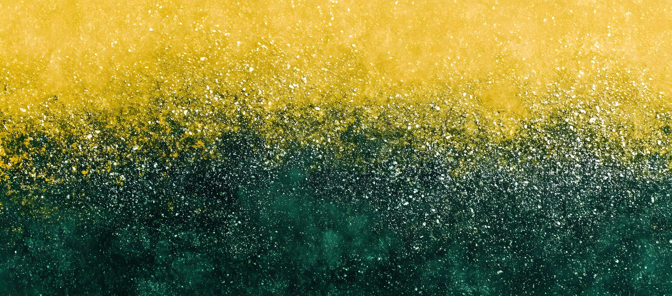 Splattered white dots create a transition from golden yellow to deep green background photo