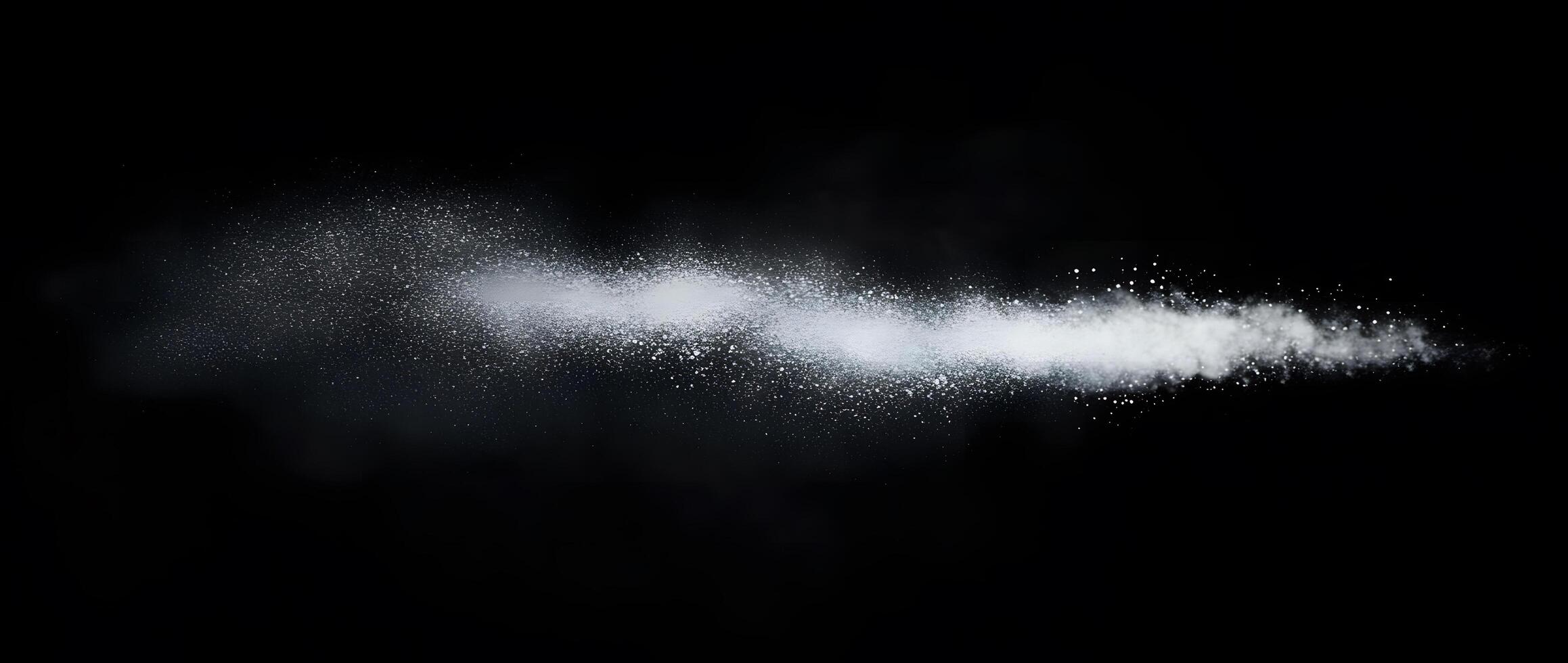 Stream of white powder elegantly dances across a stark black backdrop, showcasing transparency photo
