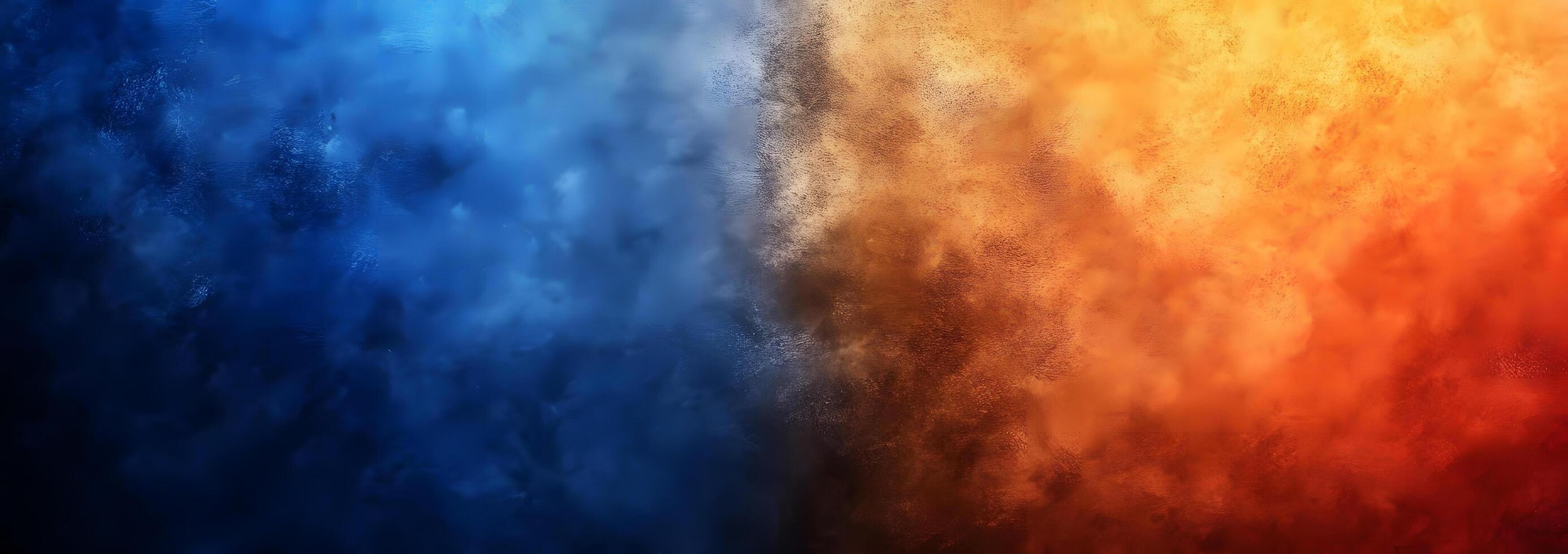 Textured abstract background displays a dynamic transition from cool blues to warm oranges and reds photo