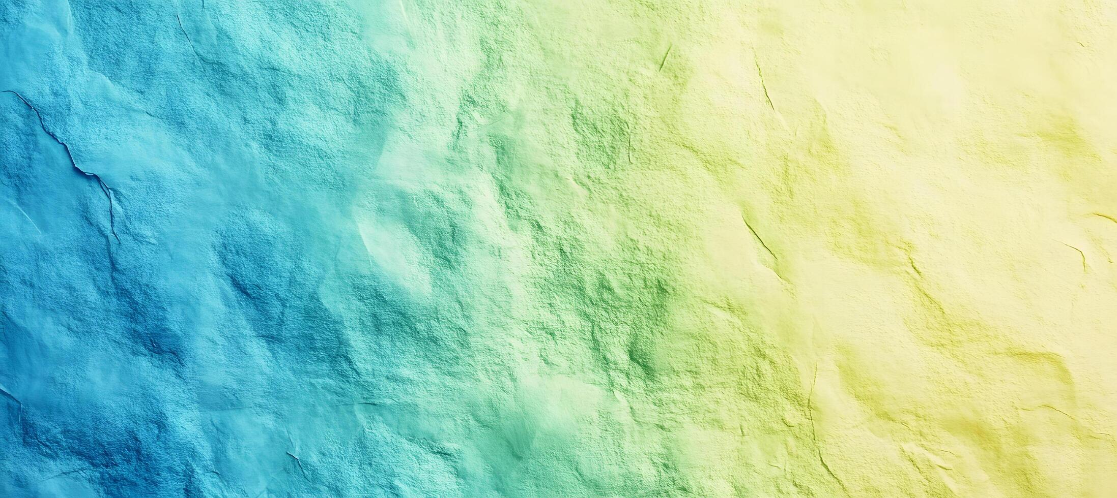 Textured surface shows a vibrant gradient transitioning from cool blue to warm yellow hues photo