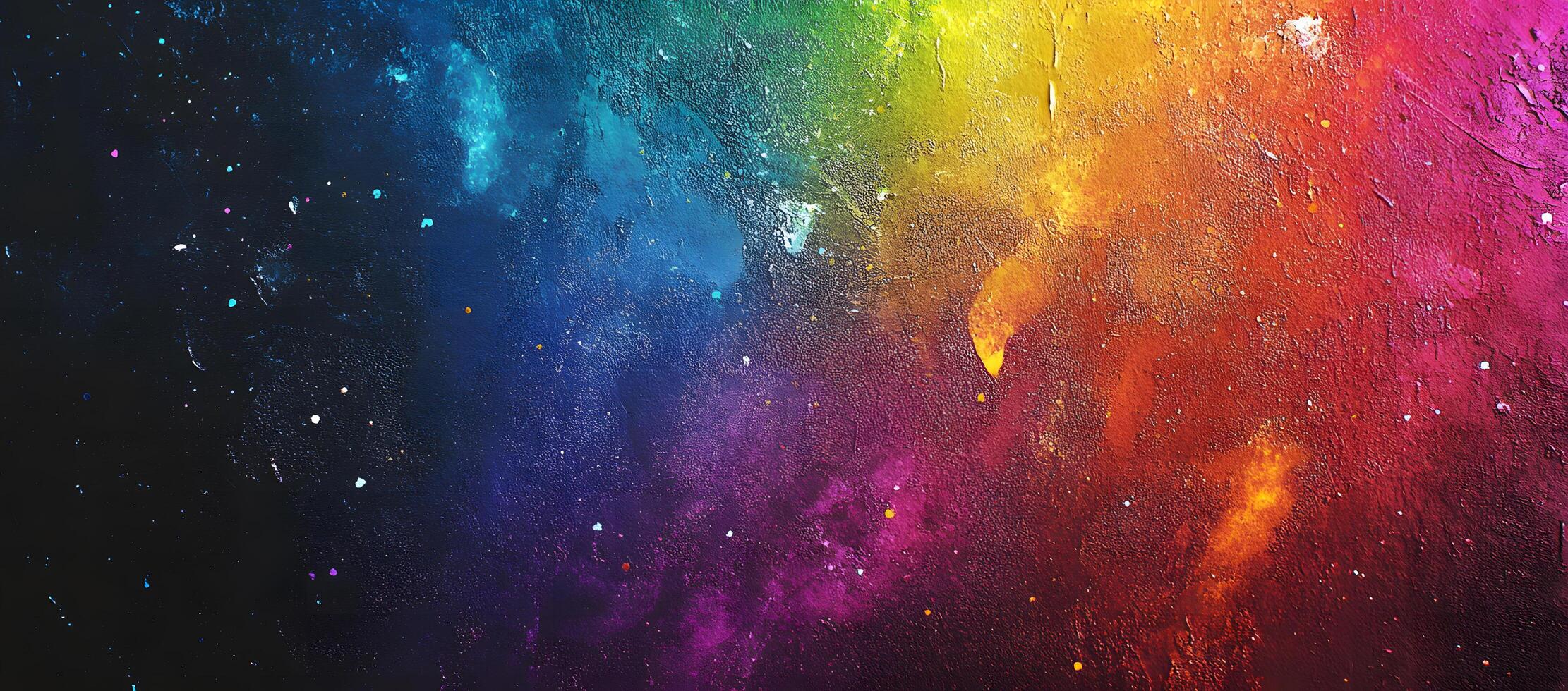 The colorful paint texture showcases a spectrum of colors transitioning from dark blue to vivid red tones photo