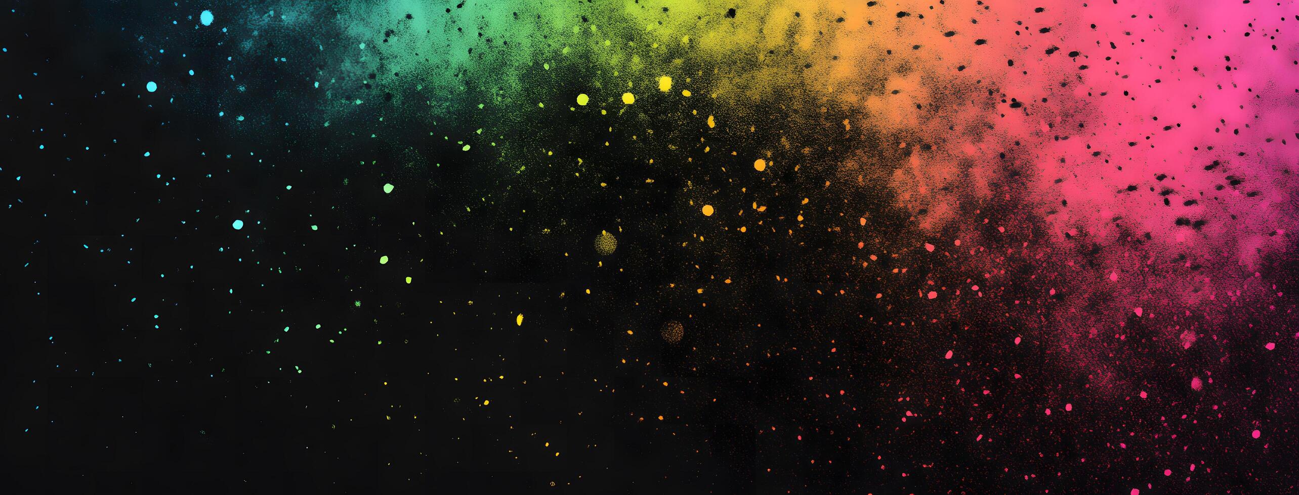 Vibrant multicolor powder explodes against a dark backdrop, creating a dynamic and artistic effect photo