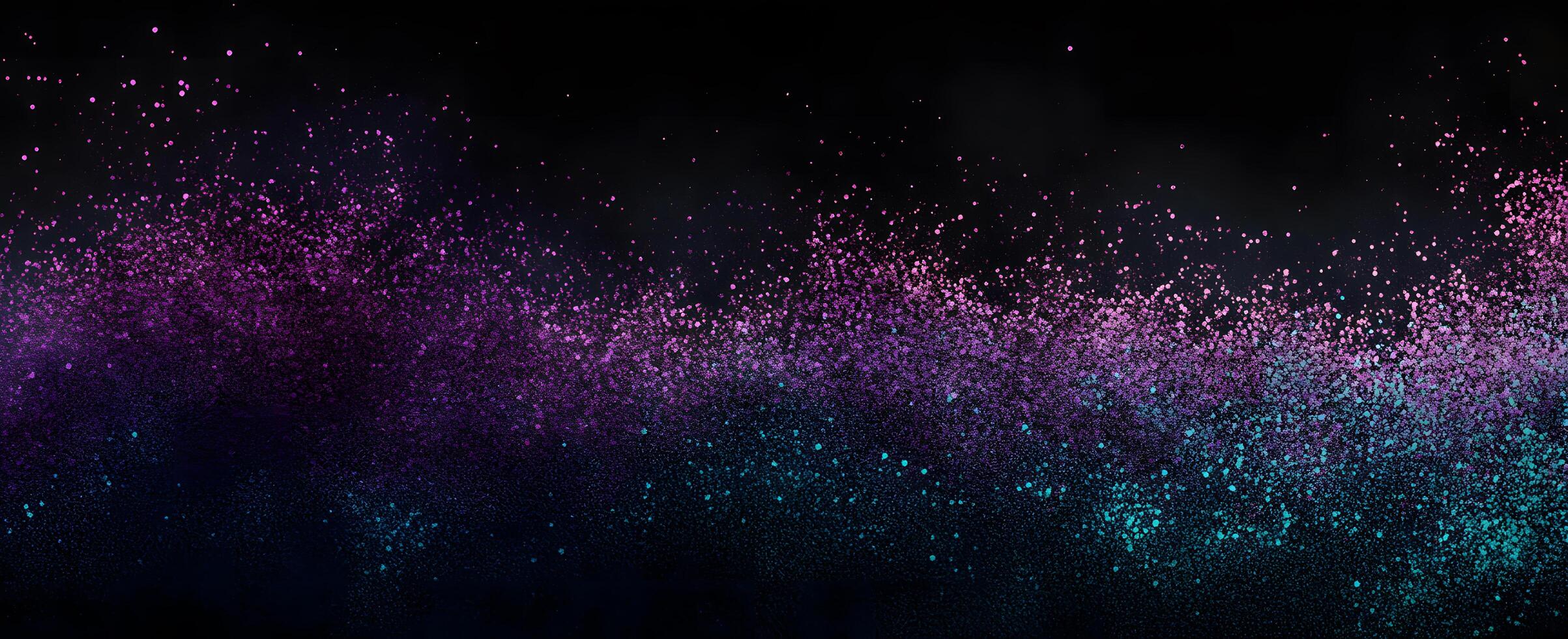 Vibrant pink and teal particles beautifully cascade across a dark backdrop, resembling stardust photo