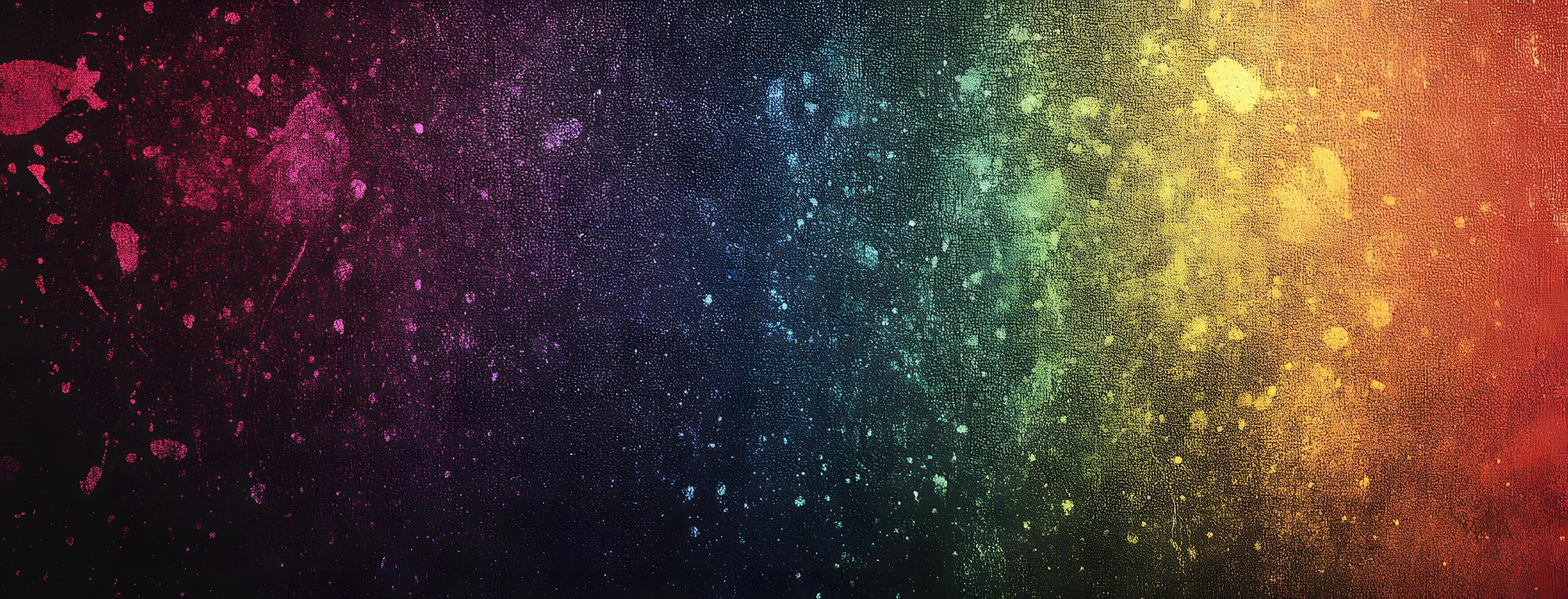 Vibrant rainbow splatter art across black backdrop creates a captivating textured background image photo